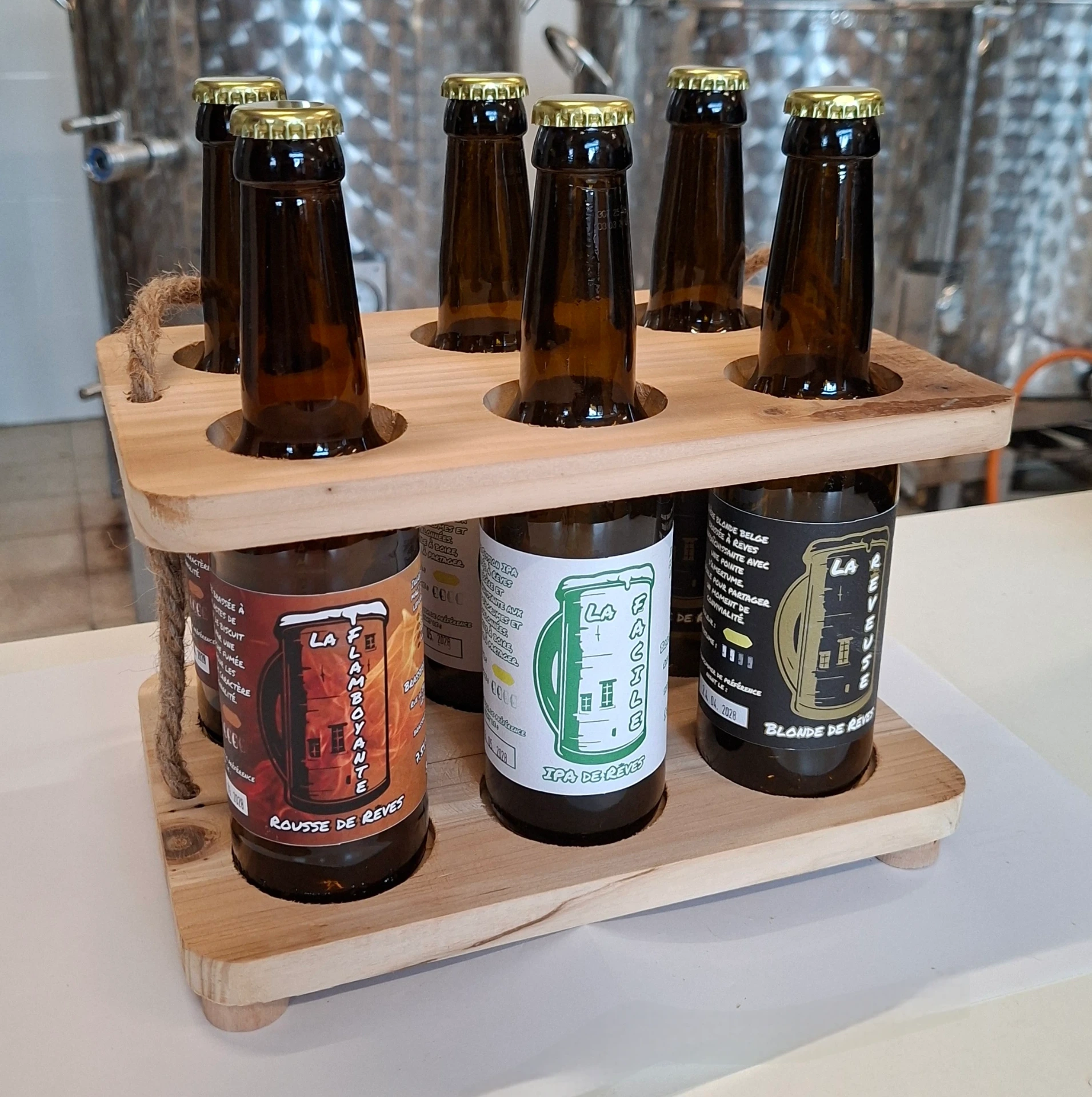 Porte-bouteilles en bois 6 bières